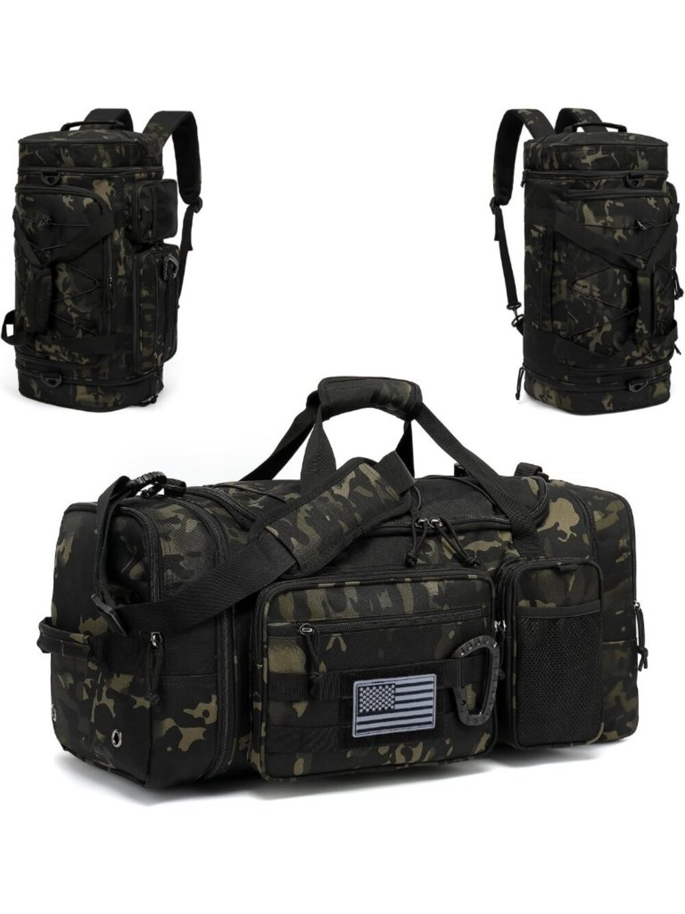 3-in-1 Tactical Gym Backpack & Duffle Bag, Expandable 40-45L, Shoe Compartment